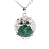 Silver Owl Gemstone Necklace SN1758S Bird Animal Pendant with 45CM 0 Chain