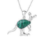 Silver Kangaroo Gemstone Pendant Necklace for Women Men #SN1765 Animal Charms Beads Chain Jewelry