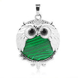 Silver Owl Gemstone Pendant For Making Jewelry #SP1758-28x36MM Size: Aprox 28x38MM -25MM Cabs