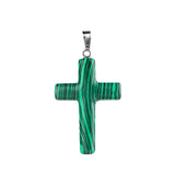 Natural Gemstone Cross Pendant for Jewelry Making DIY Necklace 27X40mm