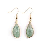 Gold Facted Teardrop Gemstone Pendant Dangle Earring for Women Girls