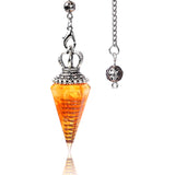 Silver Crown Resin Crystal Orgone Pendulum Pendant Dowsing Charm Chain