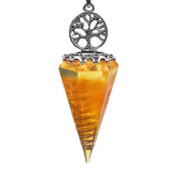 Chips Gemstone Tree of Life Resin Pendulum NO Chain Hexagonal Pyramid Pendant #SP1882AS-F98