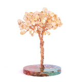 Handmade Woven Chip Gemstone Life of Tree  Ornament with Resin Base for  Feng Shui  Wealth & Good Luck Home & Office Decor #SP1891