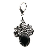 Silver Rose Flower Oval Gemstone Pendant Charms Tag #SP1503S-10X14mm Stone Cab