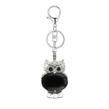 Silver Owl Gemstone Pendant Charms Keychain #KC1760 Bird Animal Key Chain