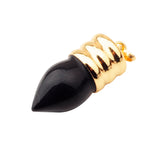 Gold Spiral Cap Bullet Shape Natural Stone Pendant, Teardrop Pointed Gemstone Charm with Grooved Gold Bail, Reiki Healing Crystal DIY Necklace Pendant