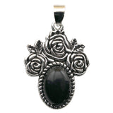 Silver Rose Flower Oval Gemstone Pendant for Making Jewelry#SP1503S-10X14mm Stone Cab Pendant Jewelry