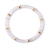 6x3mm Disc Bead Stone Stretch Bracelet for Women Men With Silver Spacer #SB3132