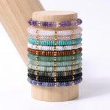 6x3mm Disc Bead Stone Stretch Bracelet for Women Men With Silver Spacer #SB3132