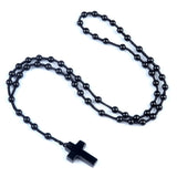 Natural Stone Cross Necklace Handmade 6mm Bead Rosary Jewelry Adjustable Spiritual Meditation Prayer Beads for Men Women Gifts SN2031