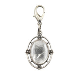 Silver Oval Gemstone Pendant Charms Tag #SP1502S-BT Stone Keychain for Bag