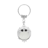 Silver Owl Gemstone Pendant  Bird Animal Keychain KC1758S