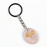Oval Gemstone Disc Keychain– Carved with Custom Words & Symbol -"The Buddha's Contemplative Eye"