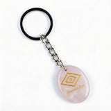 Oval Gemstone Disc Keychain– Carved with Custom Words & Symbol -The Shaman's Eye
