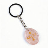Oval Gemstone Disc Keychain– Carved with Custom Words & Symbol -Mindfulness Meditation