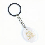Oval Gemstone Disc Keychain– Carved with Custom Words & Symbol -Good Things Happen Everyday