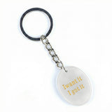 Oval Gemstone Disc Keychain– Carved with Custom Words & Symbol -I want it I got it