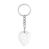 Natural Gemstone Guitar Pick Keychain with Simple Key Chain 27x32MM Crystal Pendant KC2030