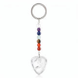 Gemstone Guitar Pick Keychain 7 Charka Chain KC2030
