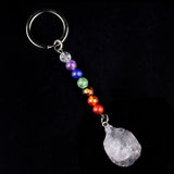 1Inch Gemstone Hedgehog Pendant Keychain 7 Chakra Beads Chain #KC2308S-A4