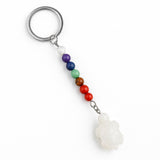 1.0Inch Tortoise Gemstone Pendant Keychain 7 Chakra Beads Chain #KC2311S-A4