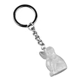 1.0 Inch Hand Carved Gemstone Dog Pendant Keychain #KC2316S-A1