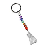 1.0Inch Handmade Craved Bird Gemstone Pendant Keychain 7 Chakra Beads Chain #KC2317S-A4