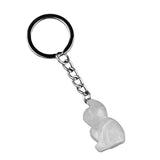 1.0Inch Handmade Craved Gemstone Cat Animal Pendant Keychain #KC2319-A1