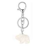 Hand-Carved Gemstone Bear Pendant Keychain – 25MM Natural Crystal Animal Charm with Sturdy Lobster Clasp, Perfect Key Ring Accessory for Bags & Purses #KC2324S-A3