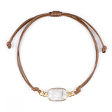 Natural Stone Adjustable Bracelet for Women Men Handmade Woven Bohemian Style Crystal Bangle #SB3126