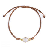 10mm Disc Stone Adjustable Bracelet for Women Men Handmade Woven Bohemian Style Crystal Bangle #SB3127