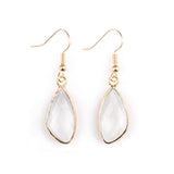 Gold Facted Teardrop Gemstone Pendant Dangle Earring for Women Girls