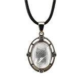 Silver Oval Gemstone Necklace 45CM Black Cord #SN1502S Crystal Pendant 13X18mm Cabs