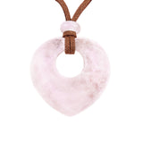 40mm Heart Gemstone Pendant Necklace Adjustable Rope