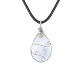 Handmade Wire Wrapped Teardrop Gemstone Pendant Necklace  #SN1752S 45CM Cord Chain