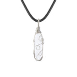 Handmade Wire Wrapped Hexagonal Point Gemstone Pendant Necklace #SN1753-45CM Cord