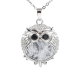 Silver Owl Gemstone Necklace SN1758S Bird Animal Pendant with 45CM 0 Chain