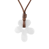 Natural Gemstone Flower Pendant Necklace - 35mm adjustable