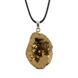 Natural Druzy Geode Slice Pendant Necklace – Raw Crystal Boho Statement Jewelry