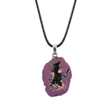 Natural Druzy Geode Slice Pendant Necklace – Raw Crystal Boho Statement Jewelry