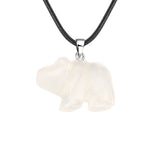 Gemstone Bear Pendant Necklace 45cm Black Cord 1.0 Hand Carved 25MM Animal  #SN2324S-45F01