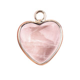 15mm Heart Gemstone Pendant Charms for Diy Making Jewelry Wrapped Gold / Silver