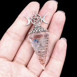 Triple Moon Pentacle Orgone Pendulum Pendant Resin Crystal Dowsing Charm Chain for Wicca & Spiritual Jewelry