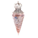 Silver Crown Resin Crystal Pentacle Orgone Pendulum Pendant Dowsing Charm for Wicca & Spiritual Jewelry