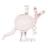 Silver Kangaroo Gemstone Pendant Keychain #KC1765 Animal Crsytal Key Chain