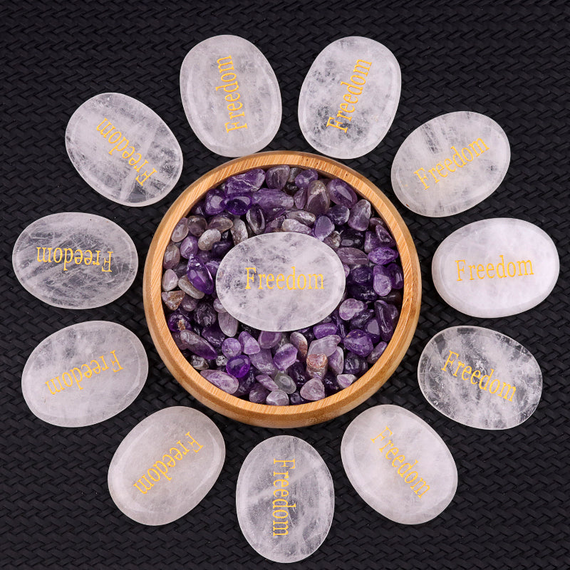 Worry Healing Palm Stones for Meditation Prayer Home Decor ( Freedom)  35x45MM #SP1904G-W08