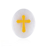 35x45MM Worry Healing Palm Stones for Meditation & Prayer with Gold Cross Design SP1904G-W17