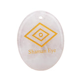 35x45mm Oval Natural Gemstone Pendant, Engraved "The Shaman's Eye", Polished Crystal Disc Charm for Spiritual Jewelry, Necklace Making