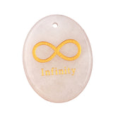 35x45mm Oval Natural Gemstone Pendant, Engraved "Infinity Symbol (∞) ", Polished Crystal Disc Charm for Spiritual Jewelry, Necklace Making